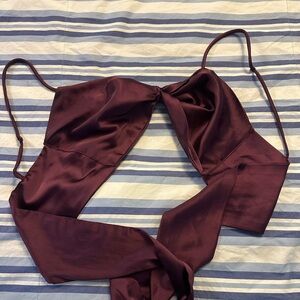Elegant Burgundy Satin Bralette